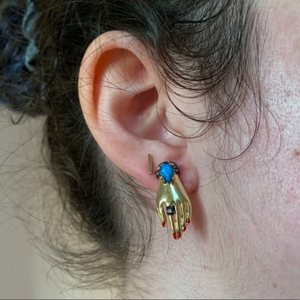 Alexis Bittar Small New Vintage Vanitas Victorian Hand Earrings - Picture 12 of 16